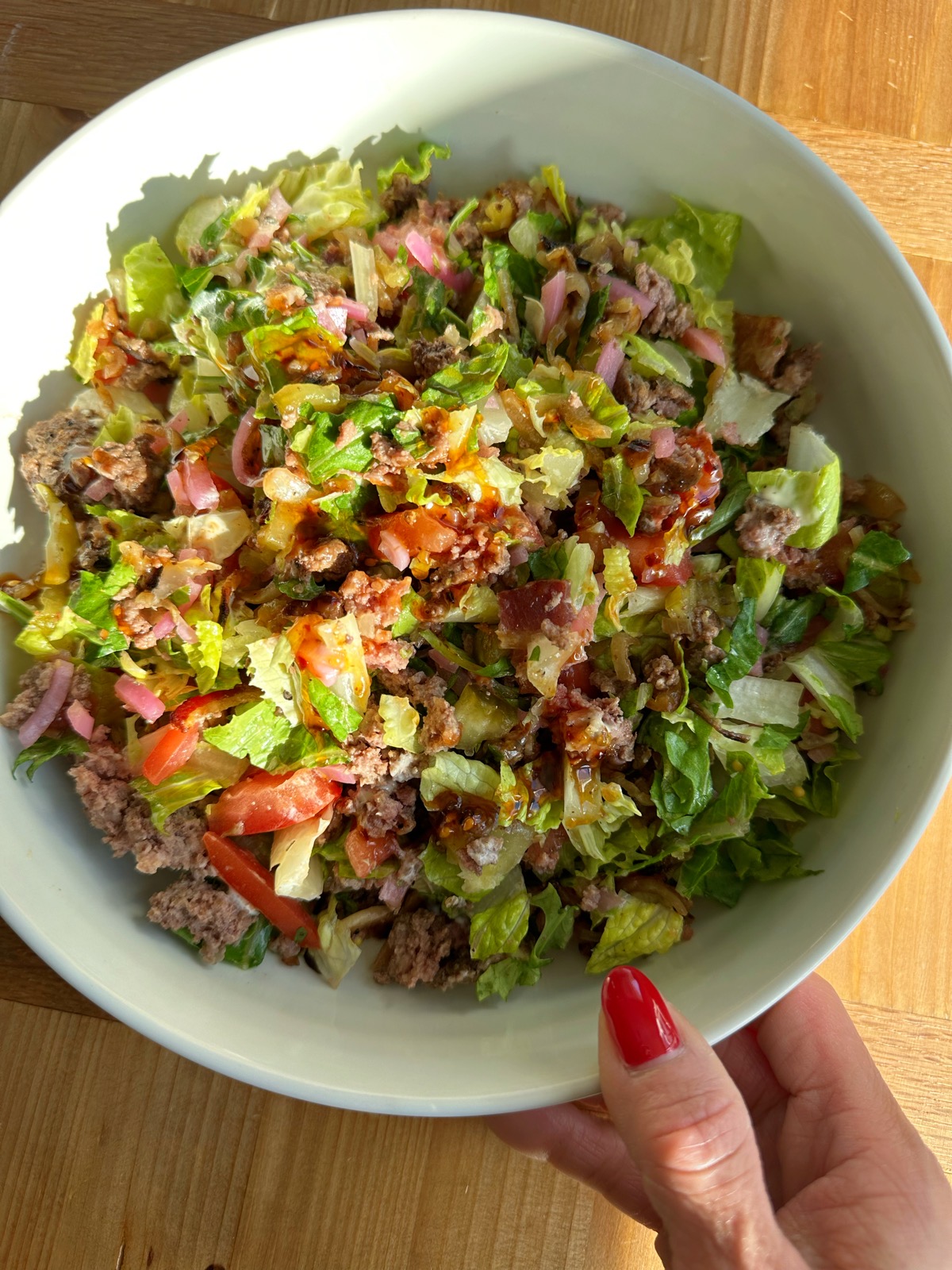 chopped burger salad