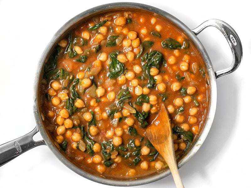 curried chickpeas spinach