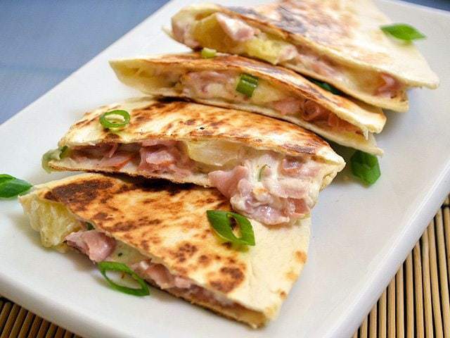 hawaiian ham quesadillas
