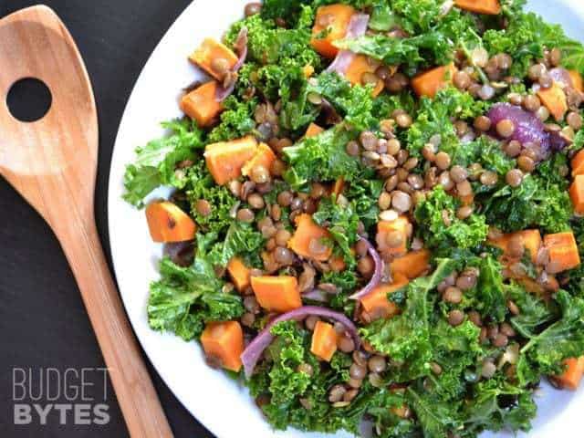 wilted kale lentil