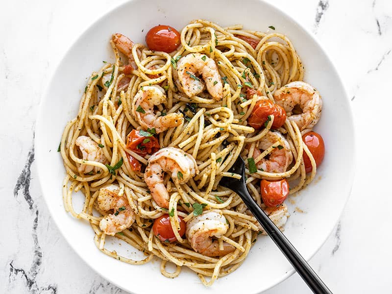 pesto shrimp pasta