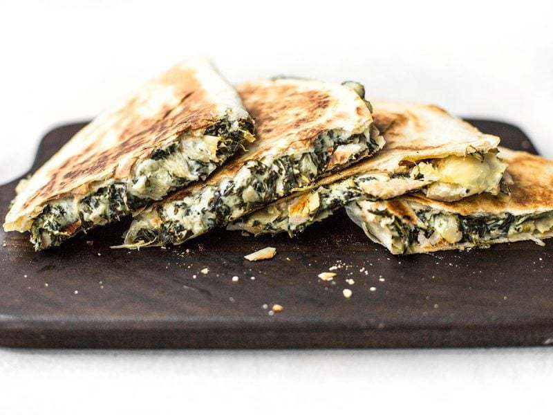 spinach artichoke quesadillas