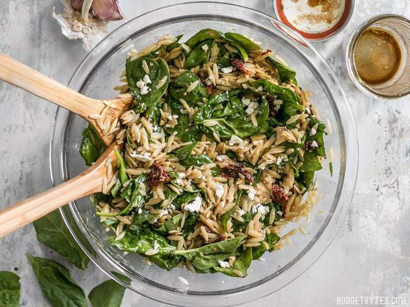 spinach orzo salad