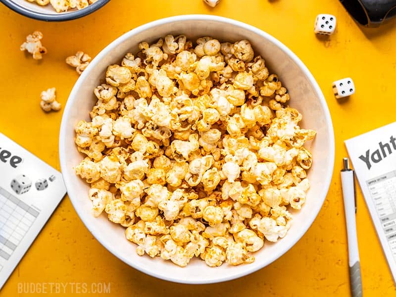 sriracha nooch popcorn