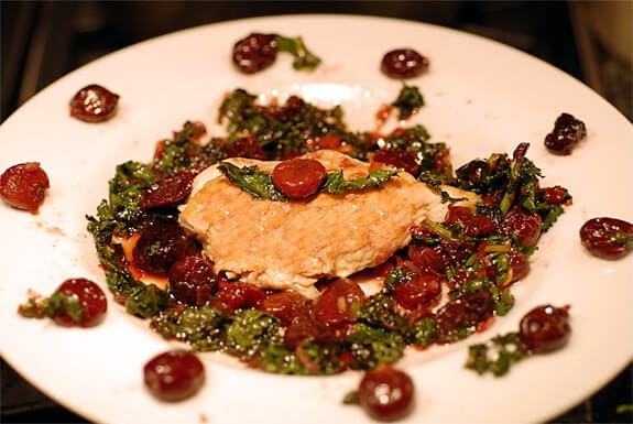 chicken cherries kale