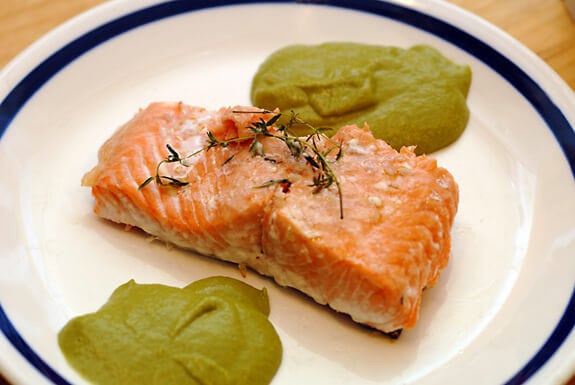 thyme salmon leek