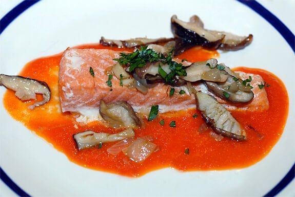 salmon mushrooms red